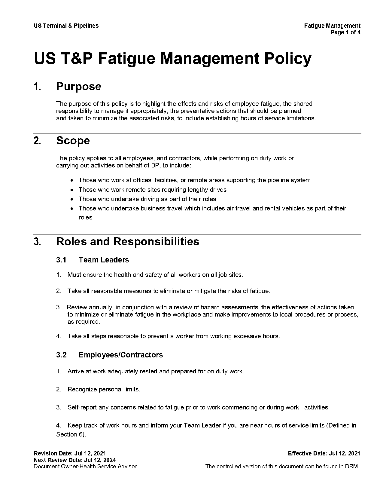 hours of work policy sample